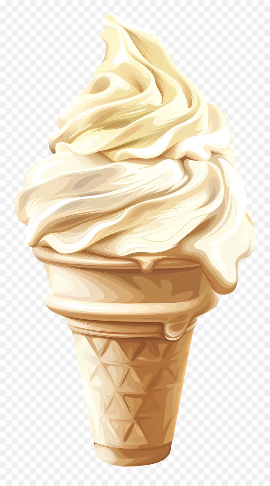 vanilla ice cream ice cream cone fluffy icing waffle cone swirled icing