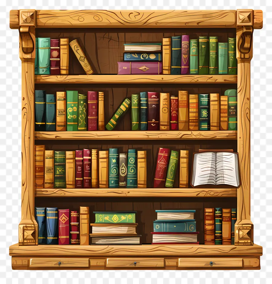 cuốn sách cũ - Nookshelf bằng gỗ cổ điển với những cuốn sách mòn