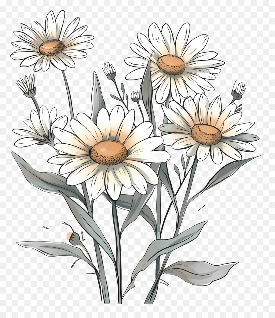 bunch of daisies white daisies bouquet sketchy style ethereal