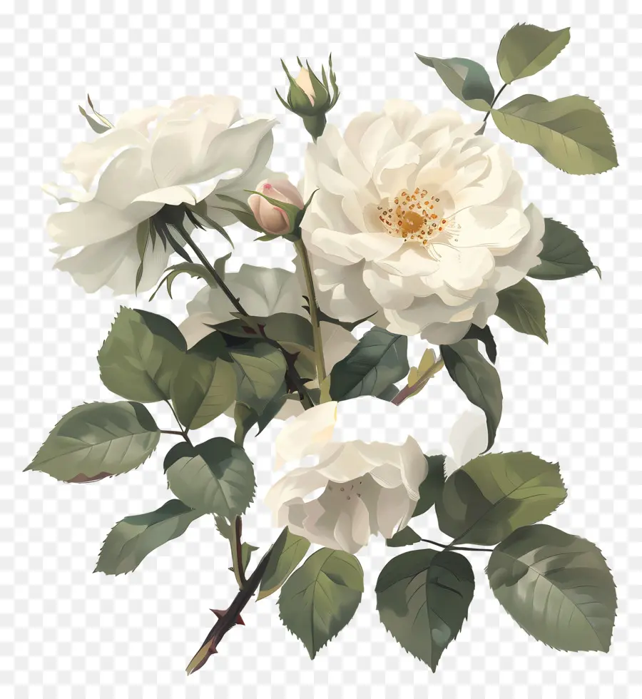 weiße Rosen - Weiße Rosen mit geschlossenen Blütenblättern blühen