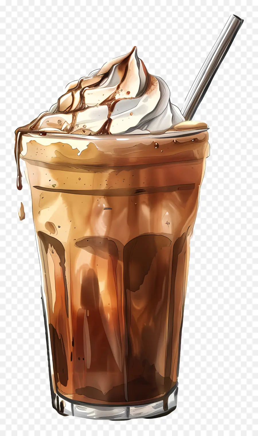 Kalter Kaffee - Hohes Glas Schokoladenmilchshake mit Schlagsahne