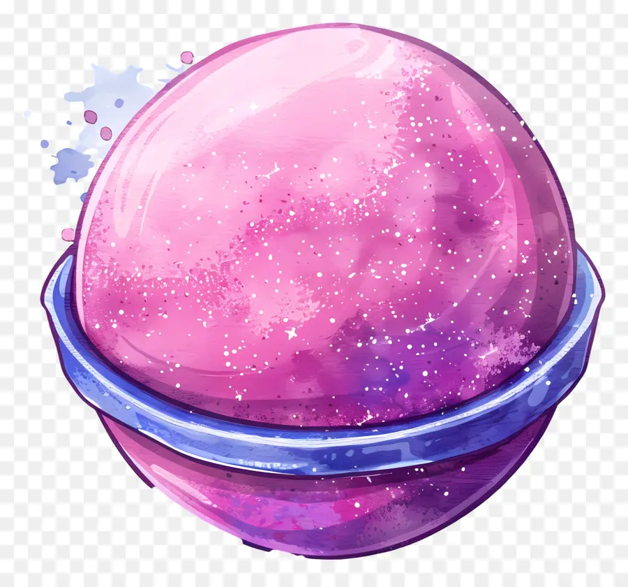 bath bomb pink sphere glass sphere purple speckles black surface