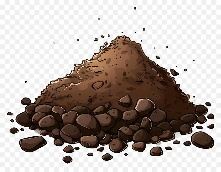 dirt soil rocks stones dark brown pile