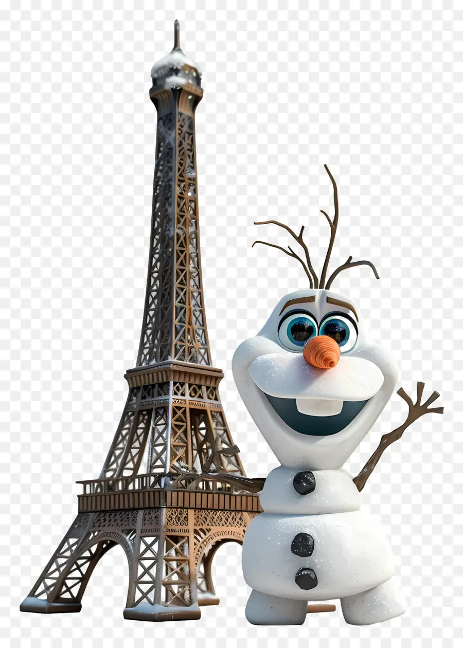 congelati olaf - Snowman in sciarpa, occhiali alla Torre Eiffel