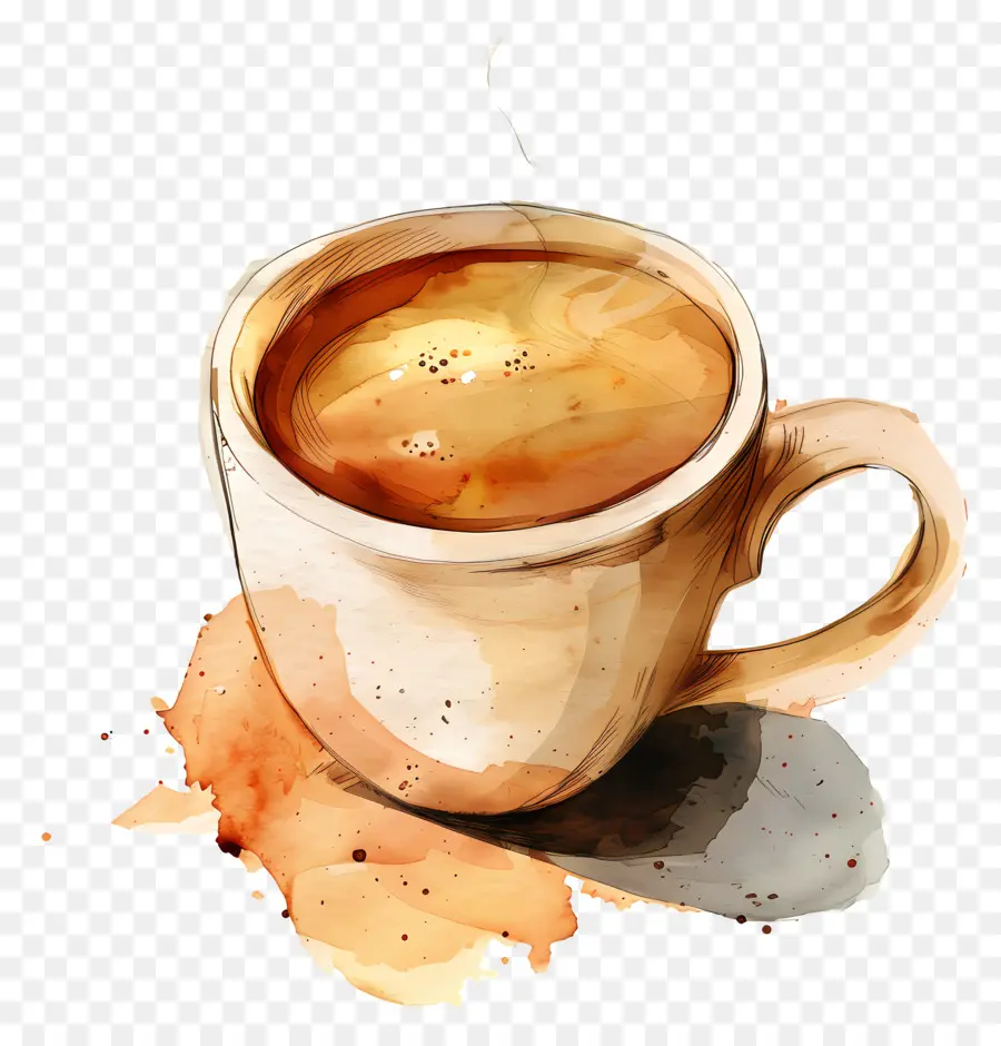calda, caffè - Caffè fumante in tazza marrone sulla superficie scura