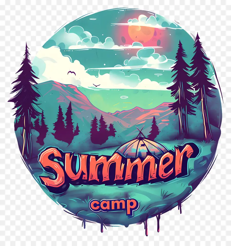Trại hè - Thiết kế 'trại hè' đầy màu sắc với phông nền núi