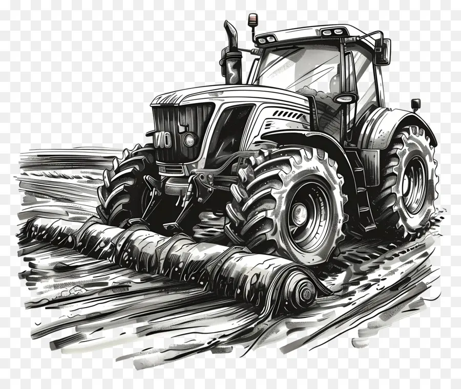 Konturpflutern Farm Traktor Farm Equipment ländlicher Pflug - Moderner Farmtraktor auf der Dirt Road