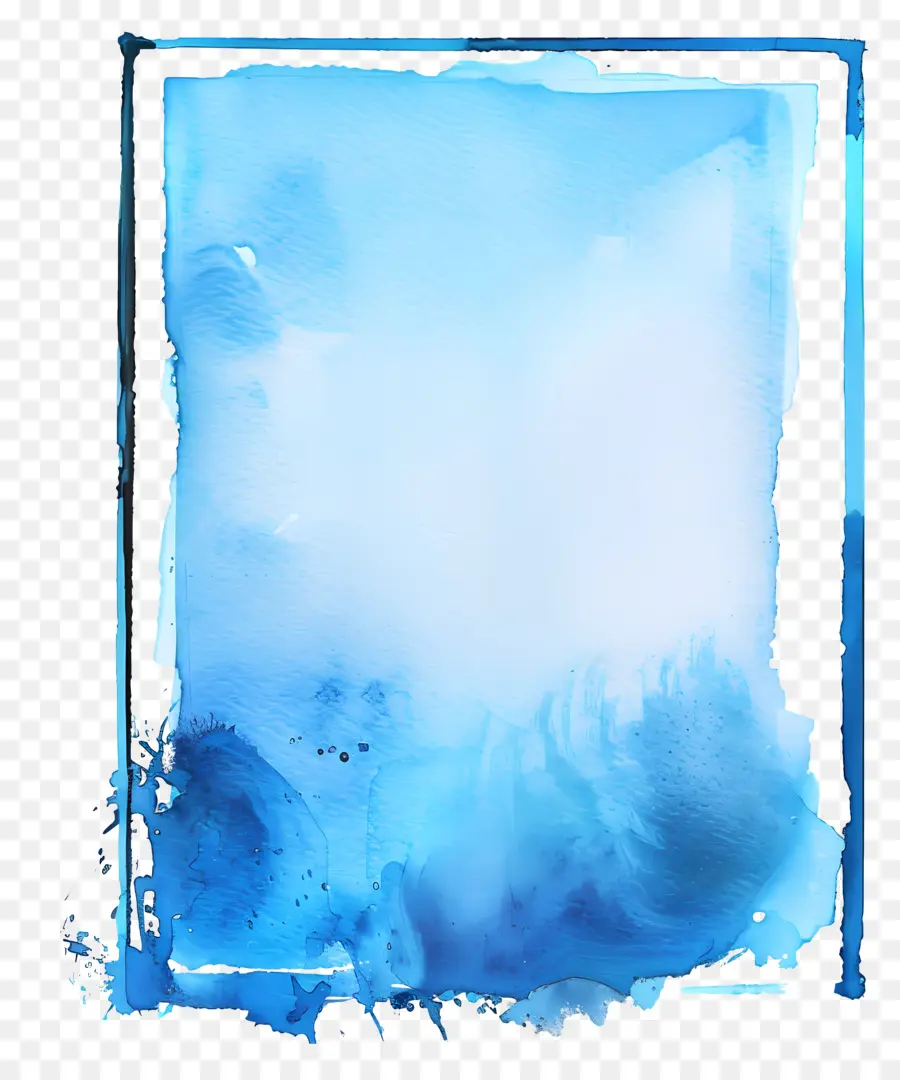 hình chữ nhật màu xanh khung nghệ thuật trừu tượng bức tranh màu nước màu xanh và màu tím - Bức tranh màu nước trừu tượng với tông màu xanh/tím