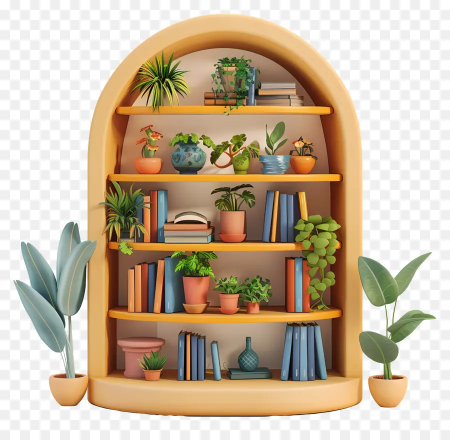 bookcase plant pots plants shelf wood