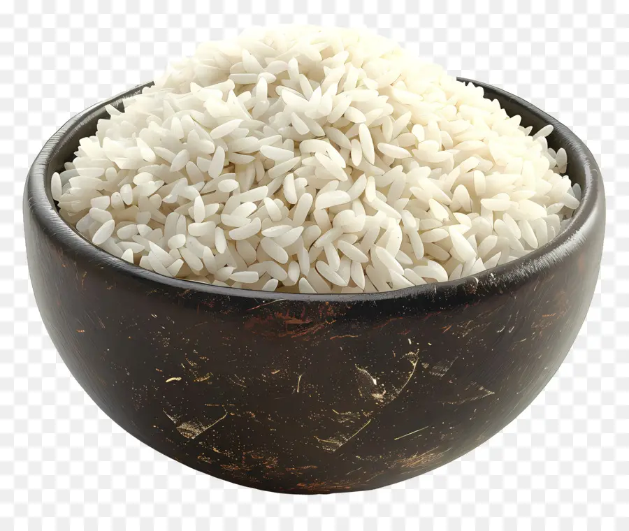 gekochte Reis weiße Reisschüssel schwarze Hintergrundkörner - Schüssel mit Reis, dunklem Hintergrund gefüllt