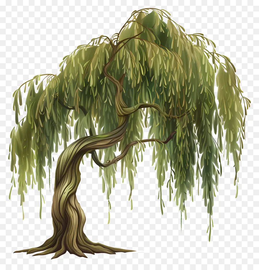 weinende Weideweilenbaumgrüne Natur lange Zweige - Grüner Weidenbaum mit langen Zweigen