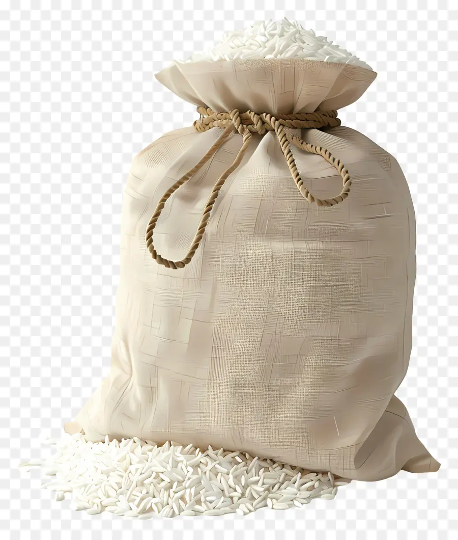 Túi gạo gạo trắng gạo làm đổ gạo gạo - Cơm trắng lỏng lẻo trên bề mặt đen
