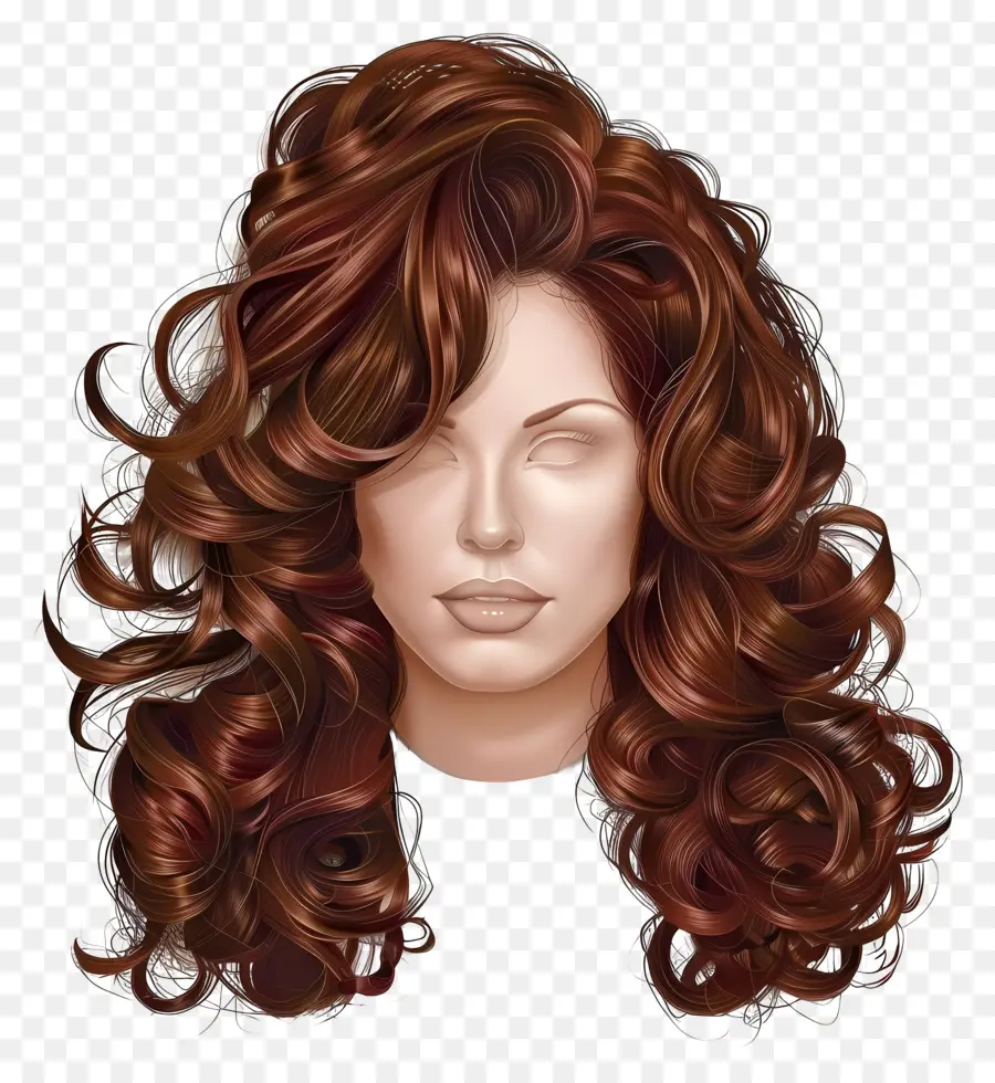 braun lockige Frisur Frau Langes Haar lockiges Haarporträt Porträt - Digitale Illustration von Frau mit lockigem Haar