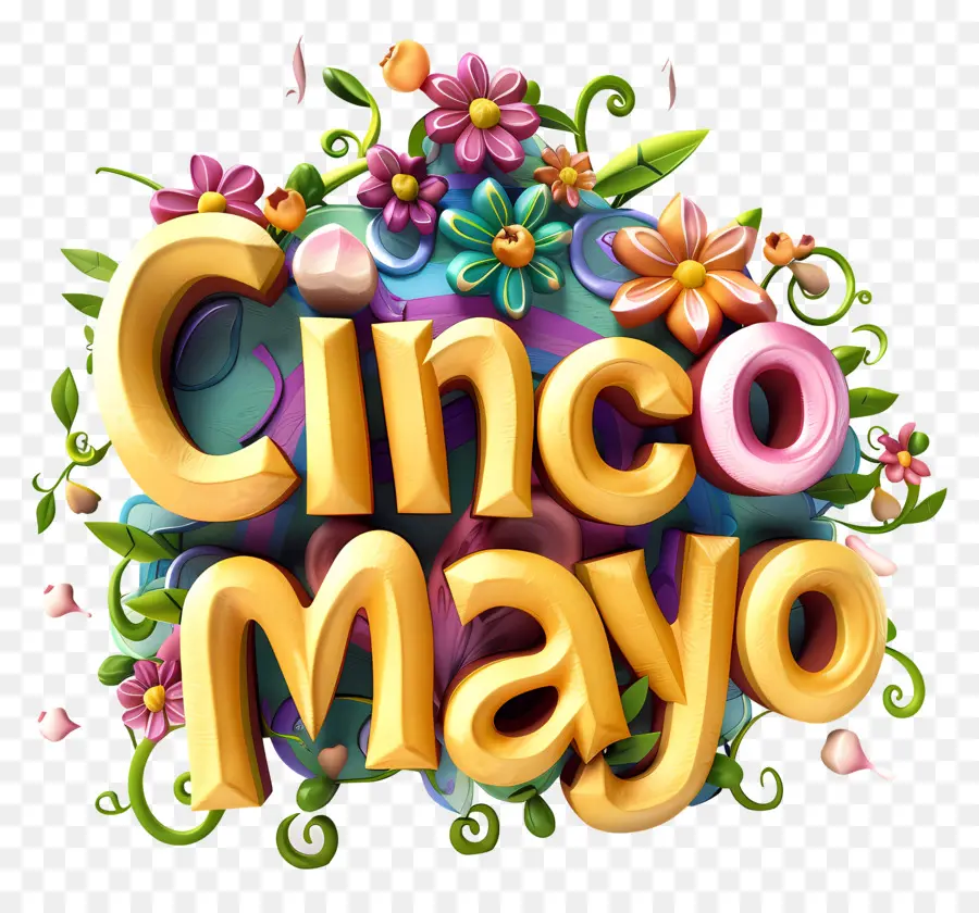 hoa vương miện - Logo cinco de mayo đầy màu sắc với hoa