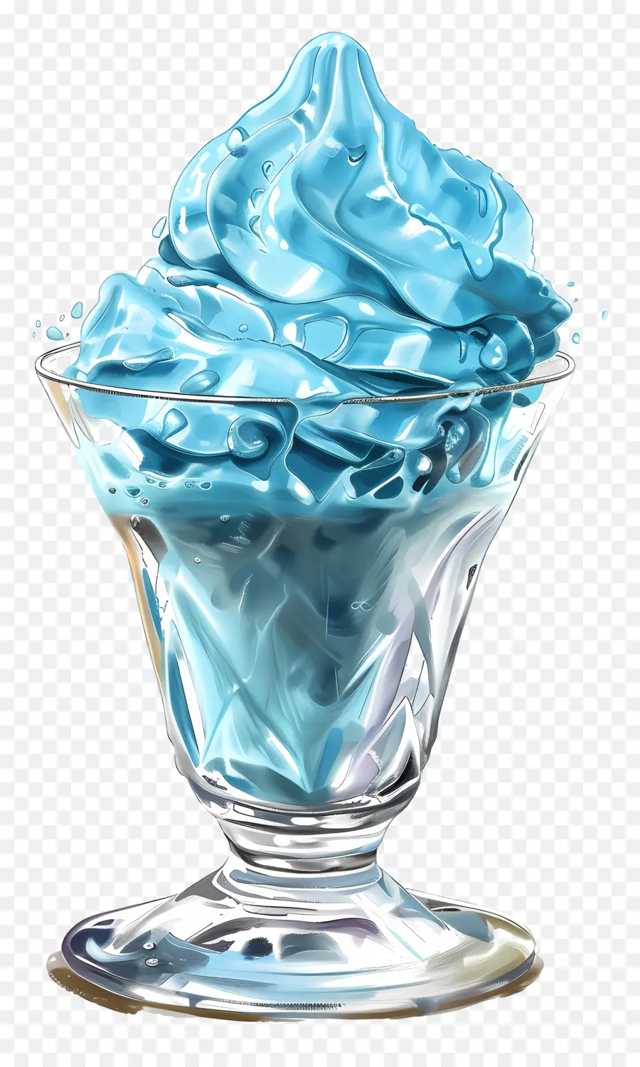 Blaues Eisblau -Zuckerguss Schlagsahne Glasschüssel Dessert - Glasschale blauer Zuckerguss mit Sahne