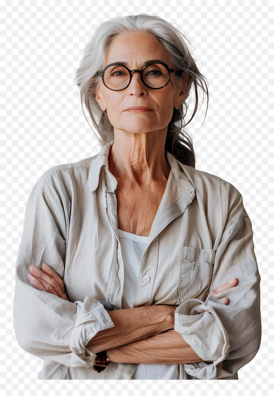 bicchieri - Donna di mezza età in occhiali e blazer
