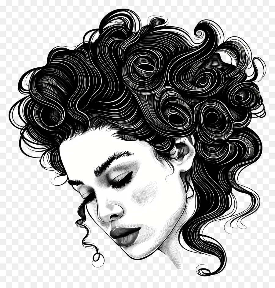 Tóc xoăn kiểu tóc xoăn tóc tối da - Người phụ nữ da đen với mái tóc xoăn, đôi mắt nhắm lại