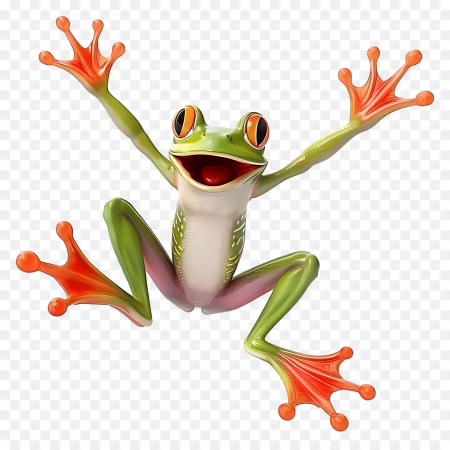 Frosch springen Tag spielerischer animierter farbenfroher Frosch - Springen, verspielt, karikaturistisch