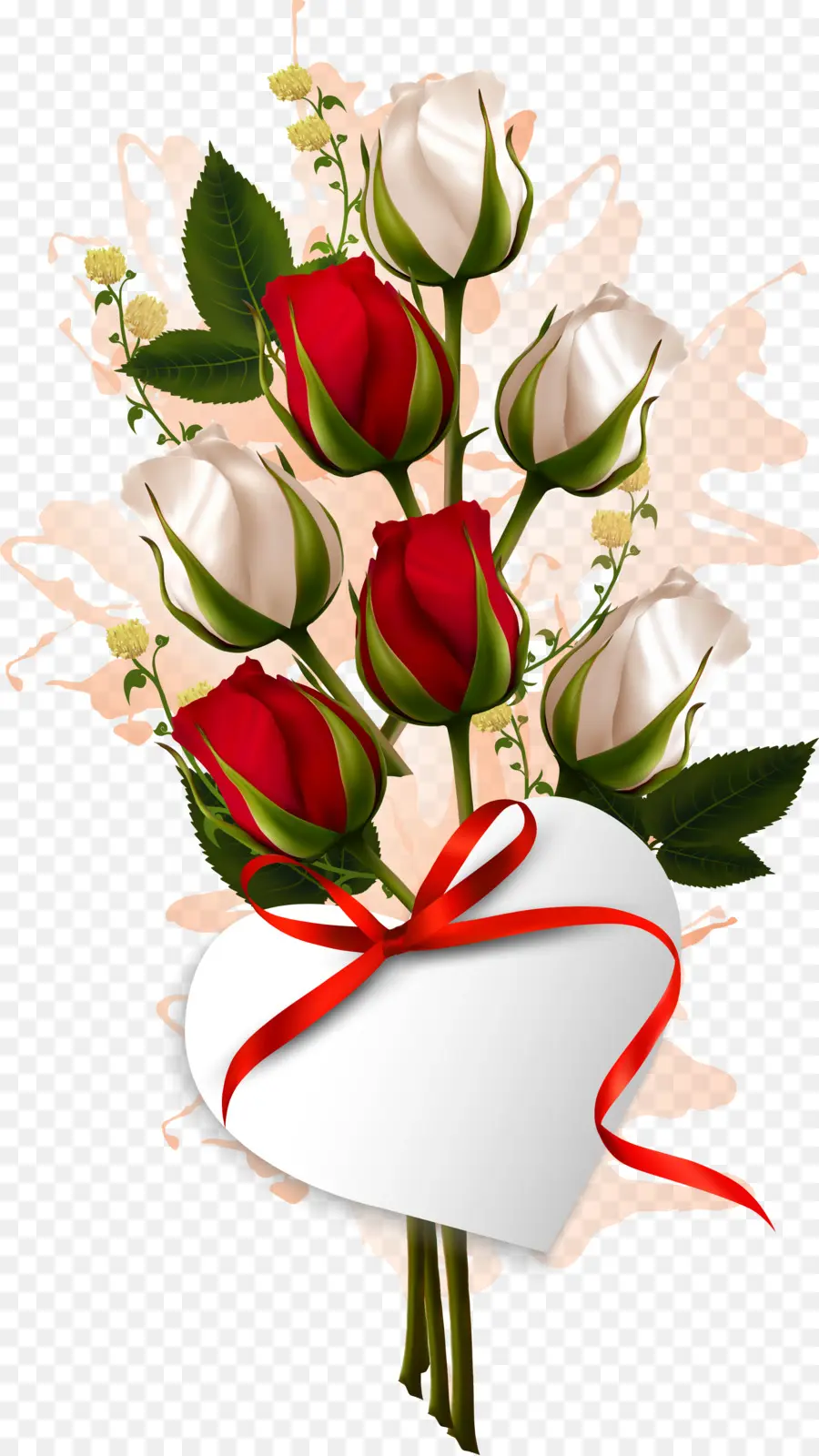 la disposizione dei fiori - Bouquet di rose rosse e bianche in vaso