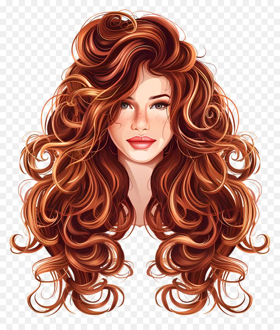 langer frisstil Anime lockiges Haar rotes Haar Frau - Frau im Anime -Stil mit lebendigen roten Haaren