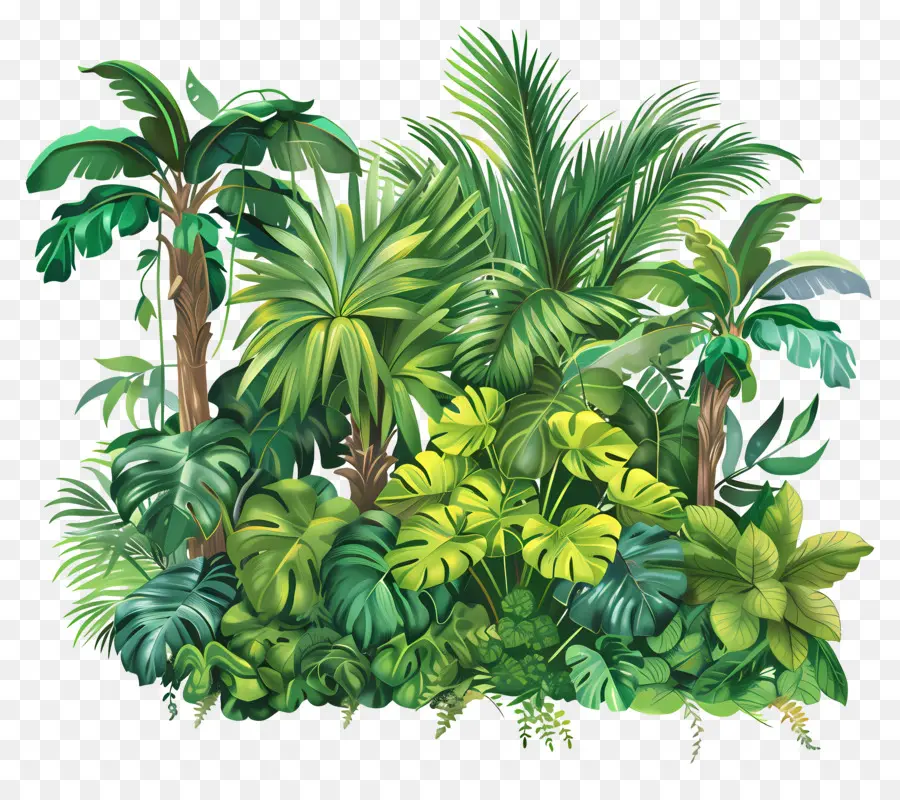 vegetazione lussureggiante piante giungle tropicali vegetazione lussureggiante foresta pluviale - Giungla tropicale lussureggiante con verde vibrante