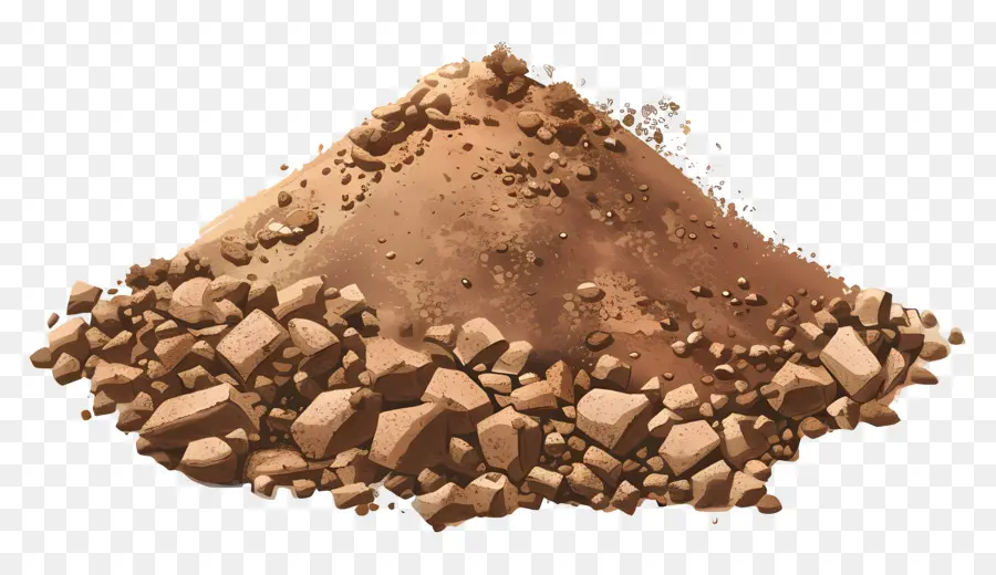 Picco di roccia del terreno di sabbia rocce rocciose marroni sciolte - Grande pila di roccia marrone con pezzi sciolti sparsi