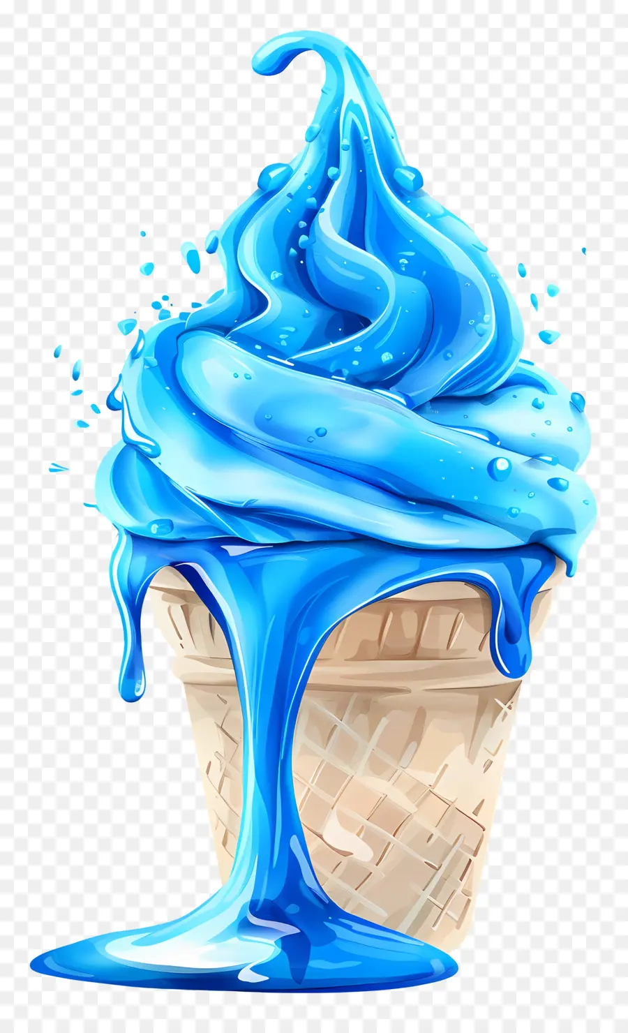 gelato blu gelato blu dessert dolce trattare cono gelato - Cono gelato blu con pioviggine liquido