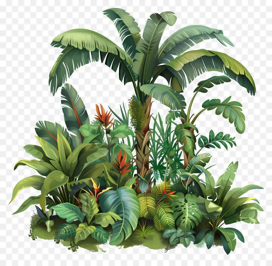 palme - Foresta tropicale inquietante con piante ondeggianti