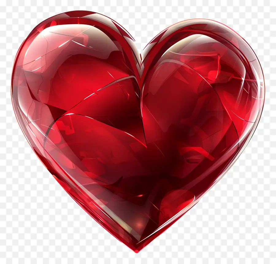 Ngày Valentine - Trái tim thủy tinh màu đỏ trên nền đen
