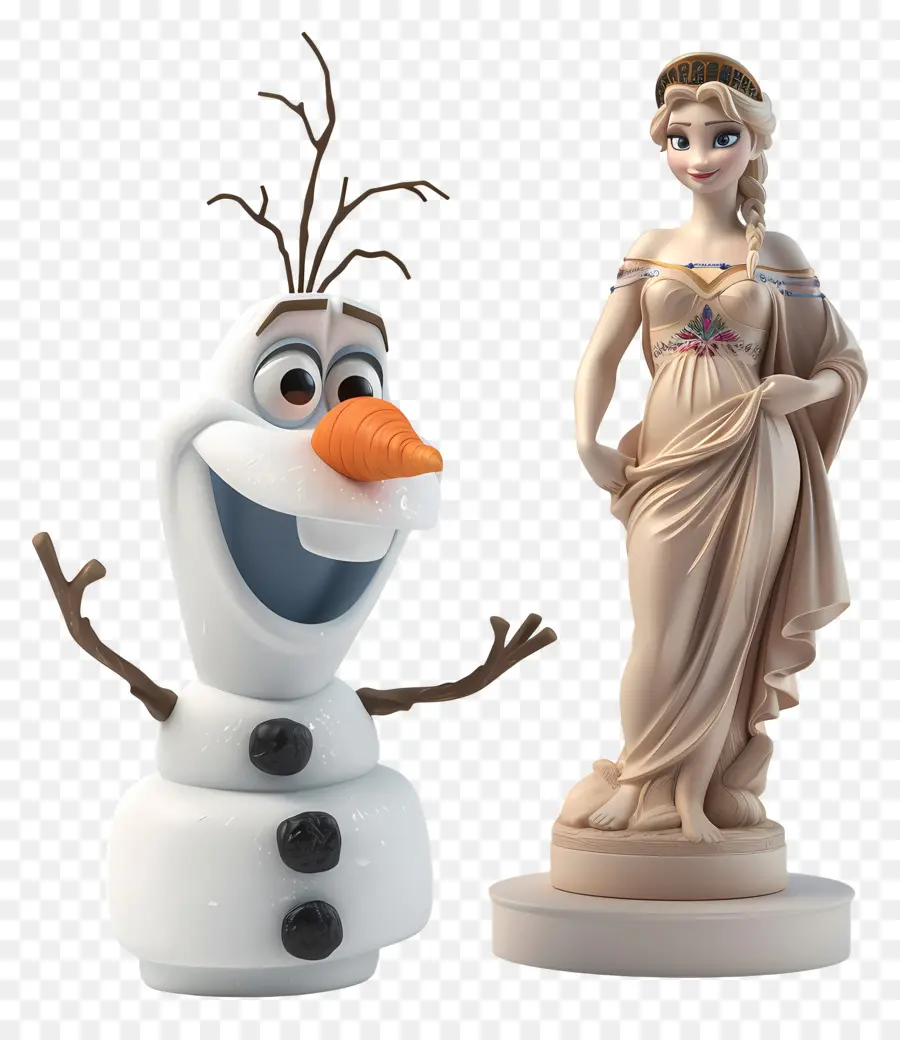 congelati olaf - Statua di plastica con viso e vestito umano