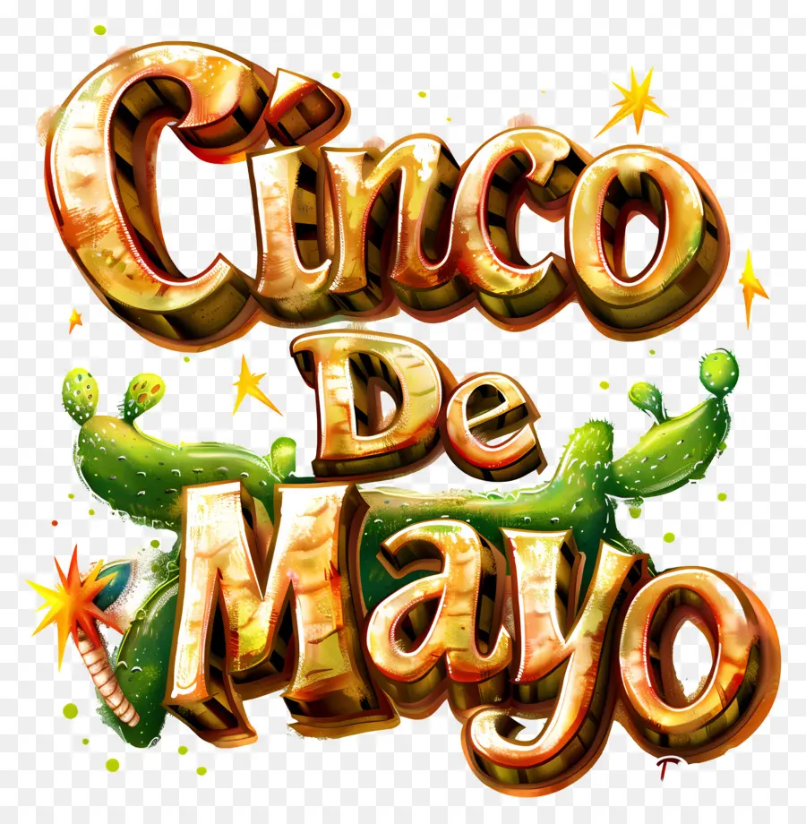 Cinco de Mayo handgezeichnete Typografie Spanische Sprache festlich farbenfroh - Farbenfrohe, festliche handgezeichnete spanische Typografiekunst