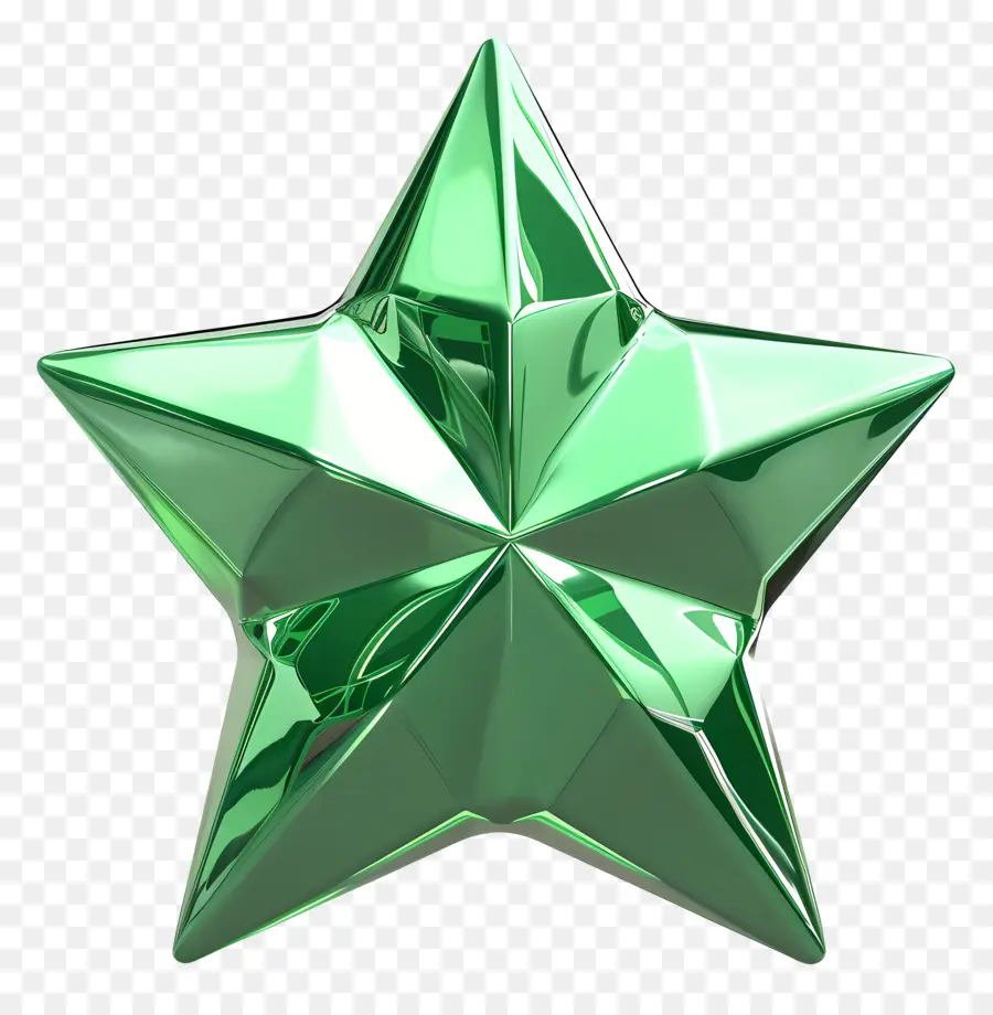 green star 3d model green metal star symmetrical shape reflective surface