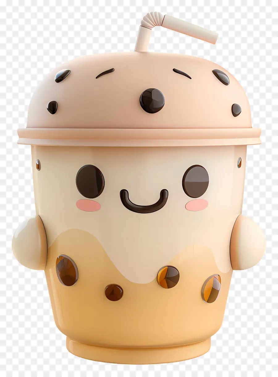 süße Milch Tee Cartoon Charakter Cup Chocolate Chips Freude - Happy Cartoon -Charakter hält Schokoladen -Chip -Tasse