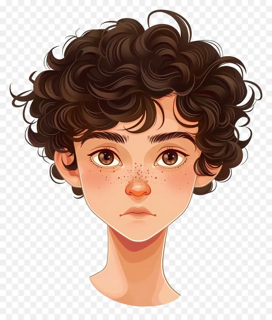 boy curly hair style short curly hair big eyes neutral expression light brown skin