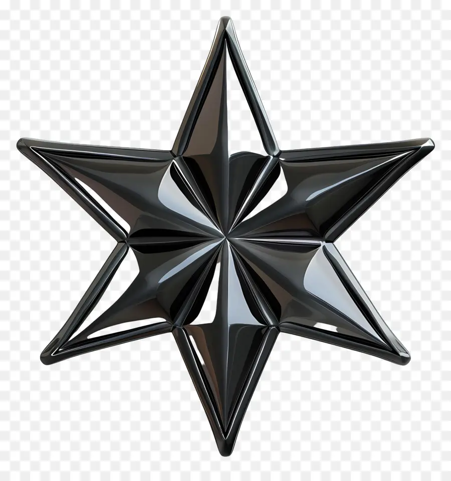 Schwarzer Stern - Schwarzer metallischer Fünf-Punkte-Stern mit glänzender Oberfläche