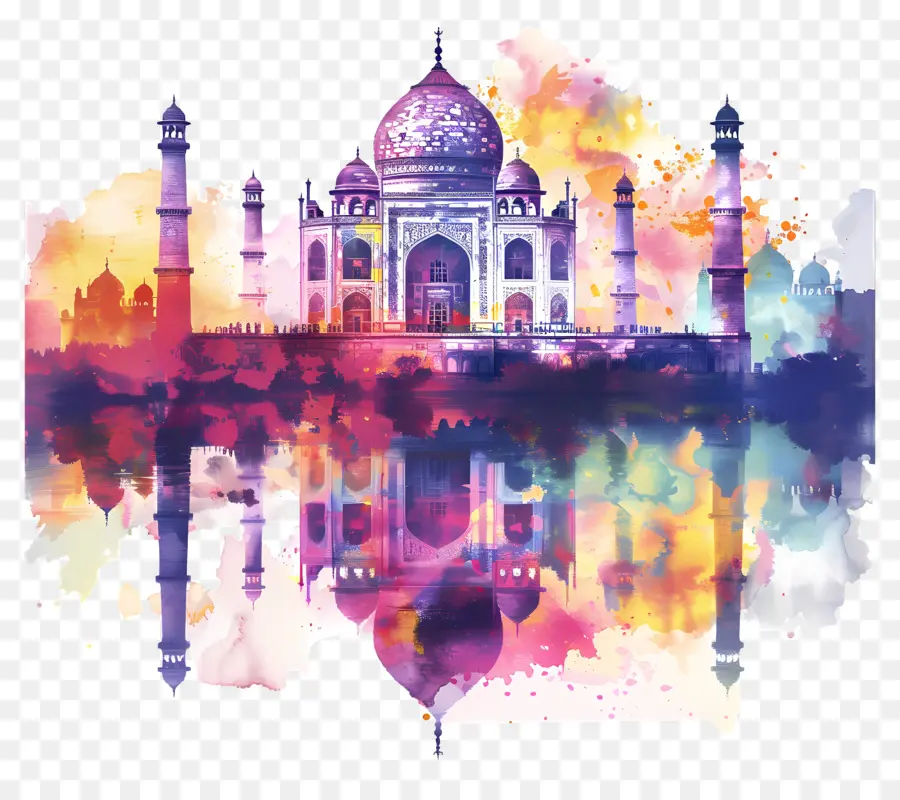 Taj Mahal - Bức tranh màu nước đầy màu sắc của nhà thờ Hồi giáo Taj Mahal