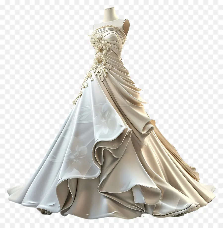 Abito da sposa - Elegante abito da sposa bianco con dettagli da ricamo