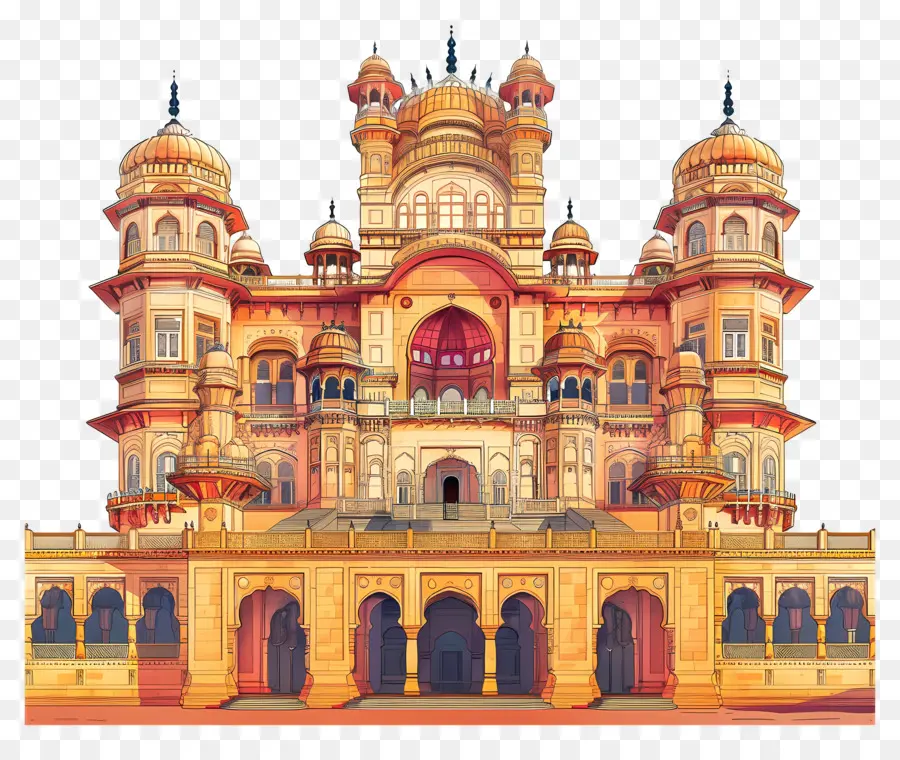 Tòa nhà thiết kế trang trí công phu Mái vòm Kiến trúc Cung điện Mysore - Bản vẽ phức tạp, đẹp của tòa nhà trang trí công phu