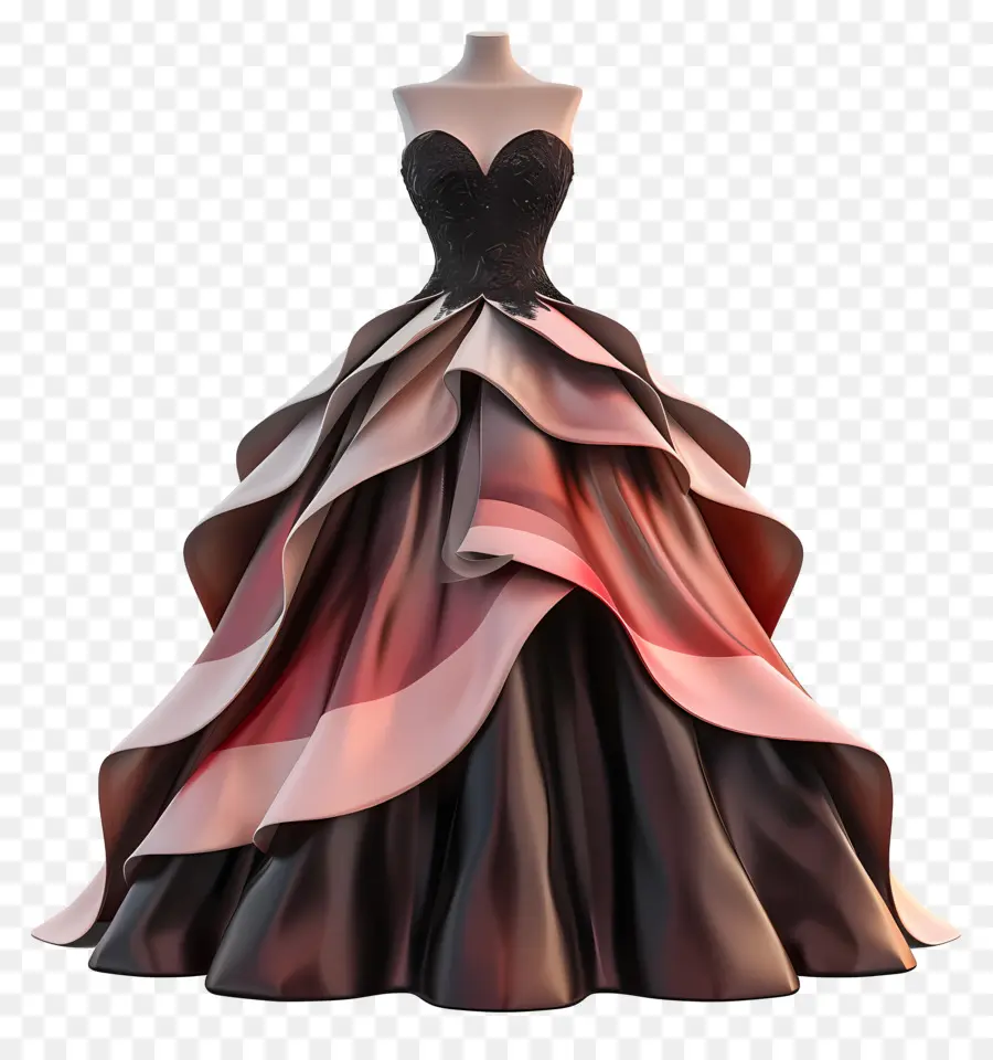 ball gown evening gown black red white large skirt low neckline