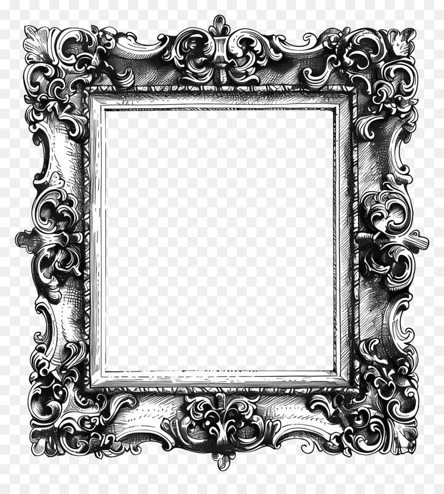 telaio nero - Frame d'argento ornato con centro vuoto