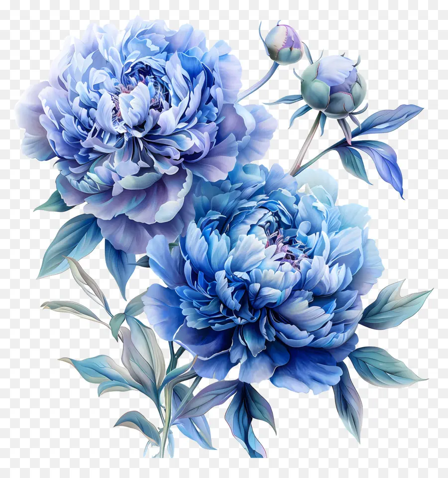 peonies blue blue peonies purple stamen curled petals floral arrangement