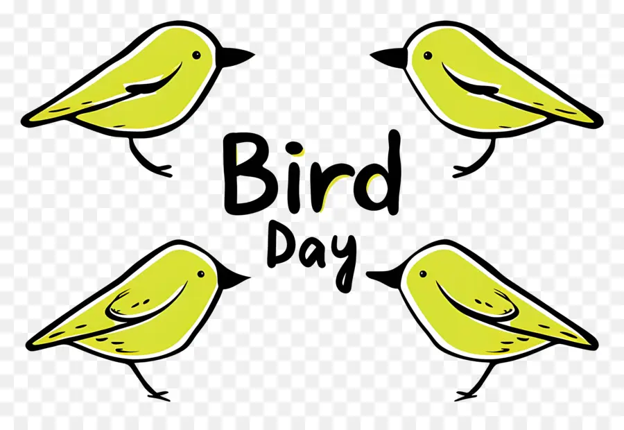 Vogeltag gelbe Vögel kreisen schwarze Hintergrund -Tierverhalten ein - Drei gelbe Vögel im Kreis auf Schwarz
