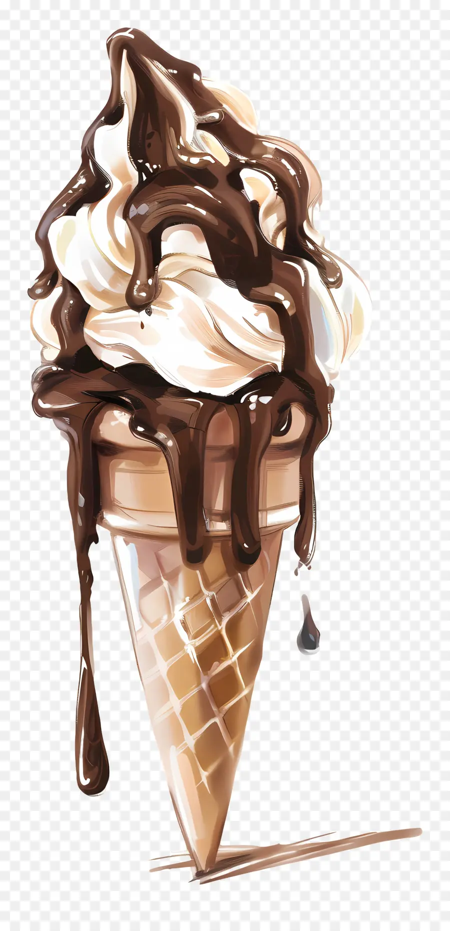 gelato - Cono gelato al cioccolato con rivestimento gocciolante