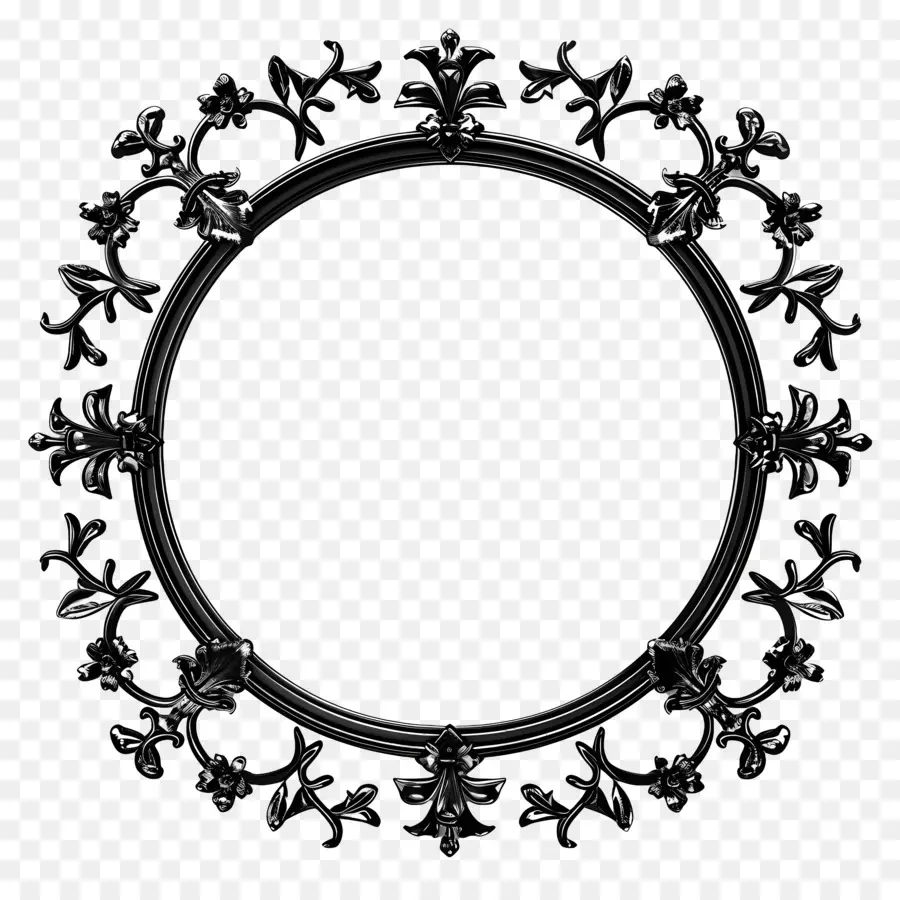 schwarzer Rahmen - Kompliziertes Blumenmuster auf dem schwarzen Rahmen