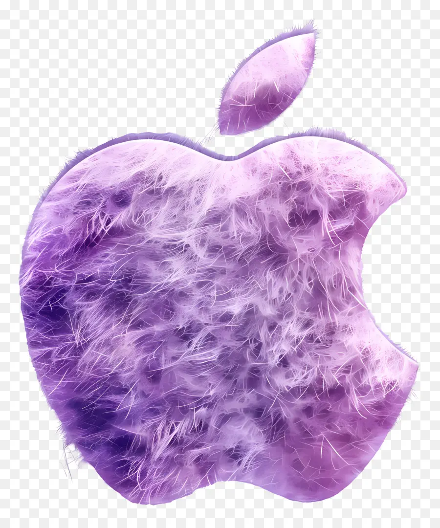 3D Fuzzy Logo einzigartiger Obst lila Apfel -Fluffy Federn weißer Flusen - Lila Apfel mit weißen flauschigen Federn