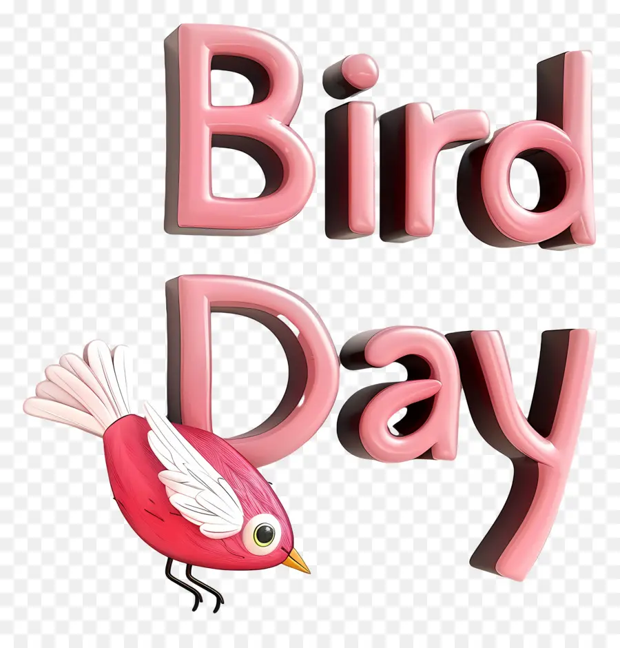 Bird Day Pink Bird 3D Kết xuất nền đen sáng màu hồng - Chim hồng trên nền đen, kết xuất 3D
