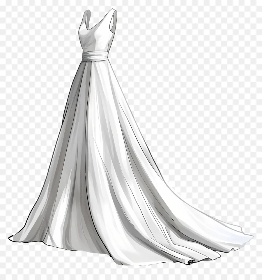 Cưới - Váy cưới đơn giản với cổ chữ V, tay áo dài