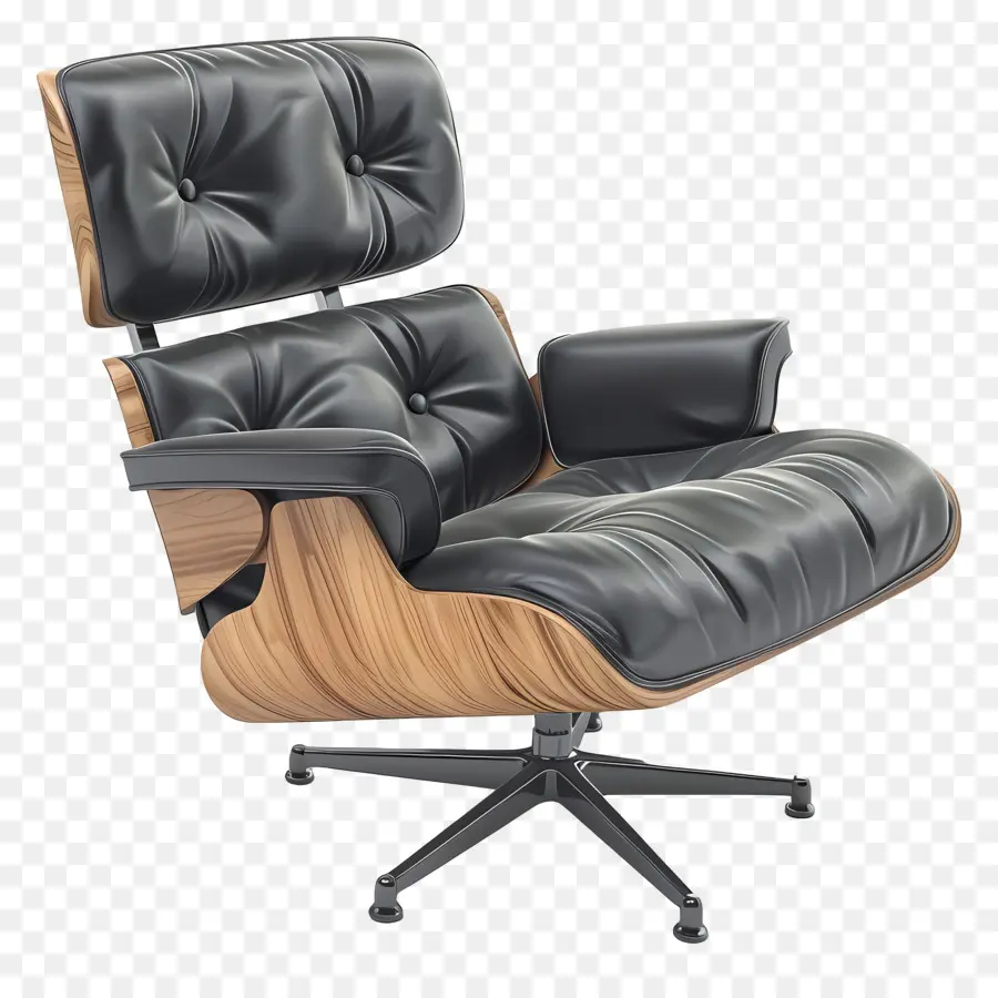 Eames Lounge Stuhl schwarzer Leder Liege Holz Liege Stuhl gebogene Rückenlehne Liege Armlehnen Liegestuhl - Schwarzer Leder -Liegestuhl mit Zaubererrädern