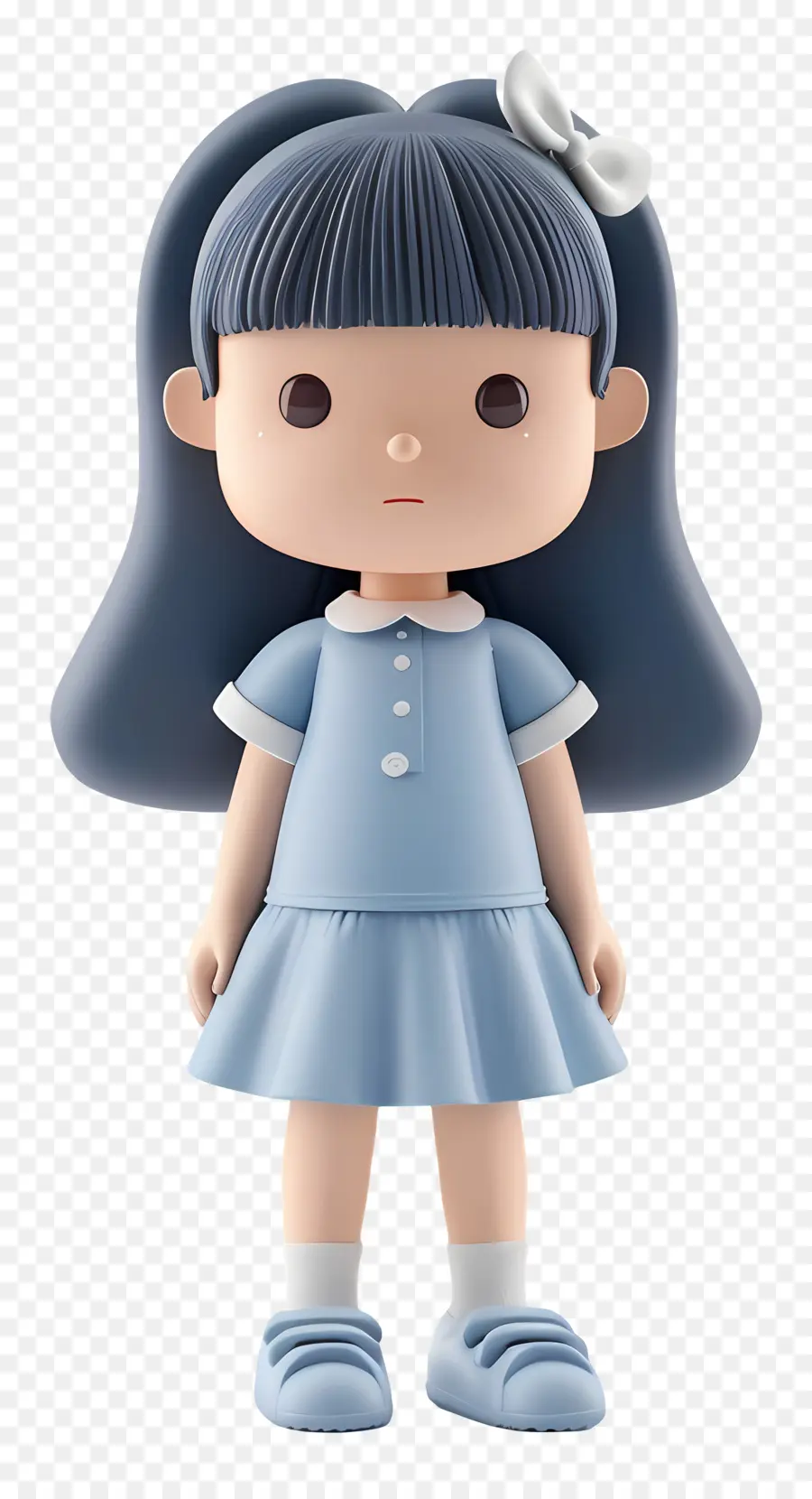 nastro bianco - Figurina di plastica della ragazza in abito blu