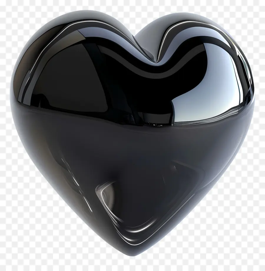 schwarz Herz - Schwarzes glänzendes Herz auf dunklem Hintergrund mit verziertem Design